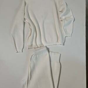 Ribbed Knit Sweater and Jogger Lounge Set Ivory